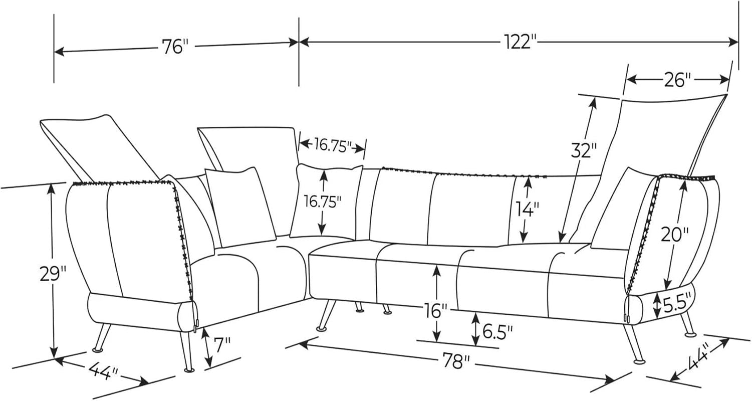 Modern Vitali Red Microfiber Leather Sectional - Left Corner