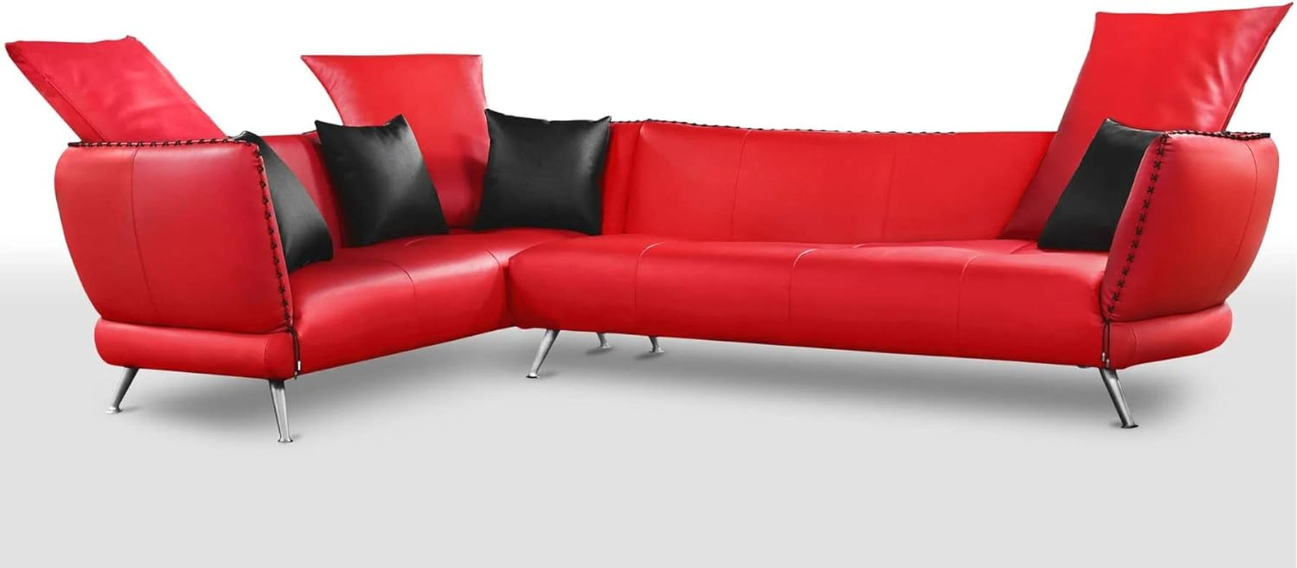 Modern Vitali Red Microfiber Leather Sectional - Left Corner